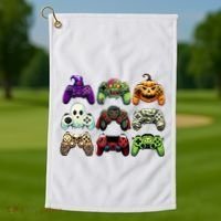 Halloween Skeleton Zombie Gaming Controllers Mummy Golf Towel thumb 1