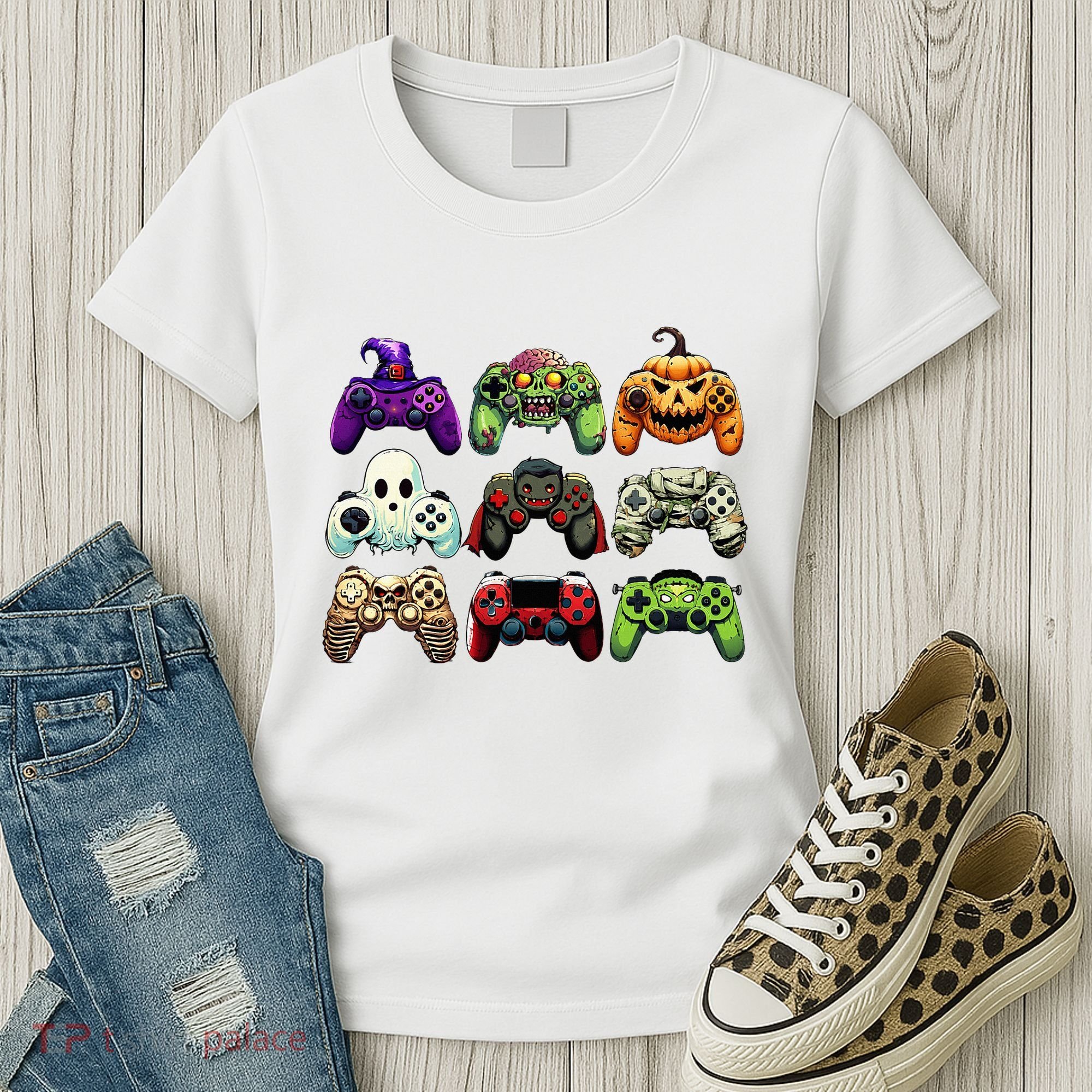 Halloween Skeleton Zombie Gaming Controllers Mummy Women's T-Shirt