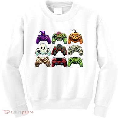 Halloween Skeleton Zombie Gaming Controllers Mummy Kids Sweatshirt