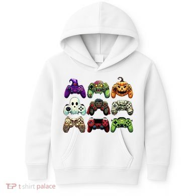 Halloween Skeleton Zombie Gaming Controllers Mummy Kids Hoodie