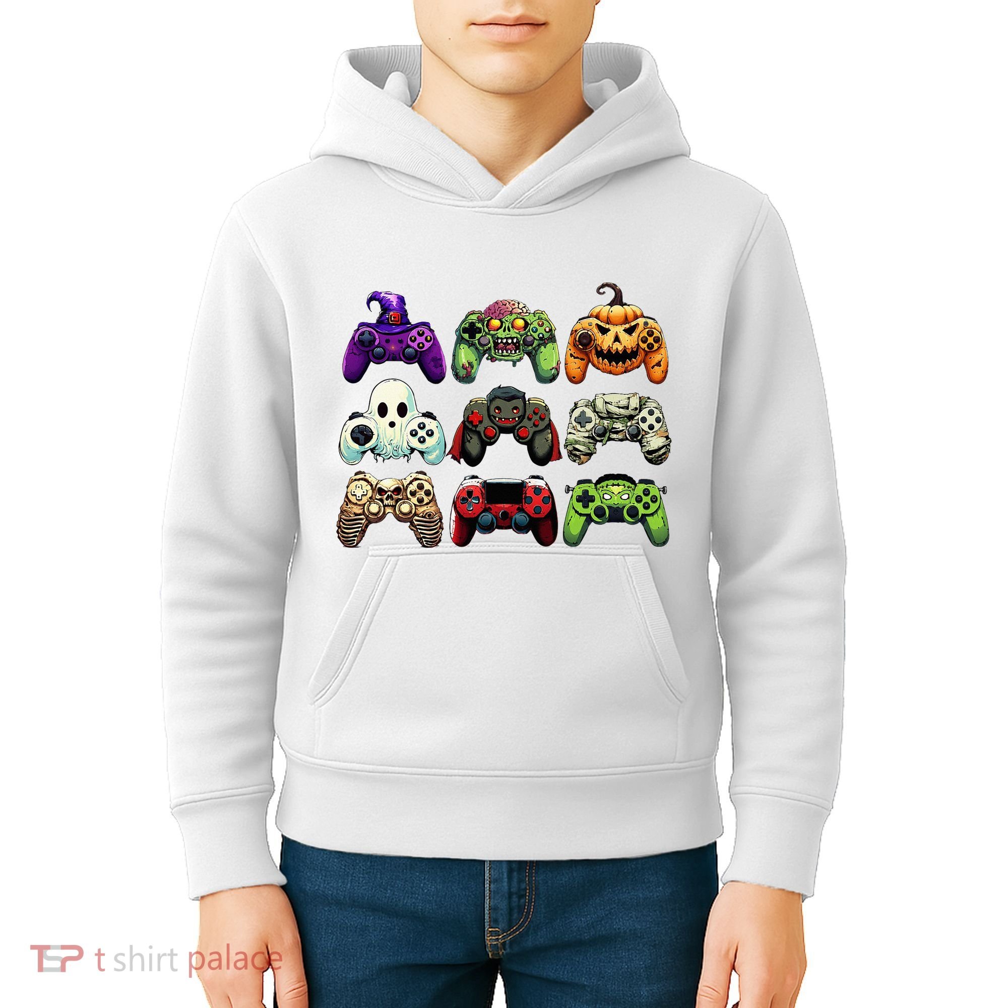 Halloween Skeleton Zombie Gaming Controllers Mummy Kids Hoodie