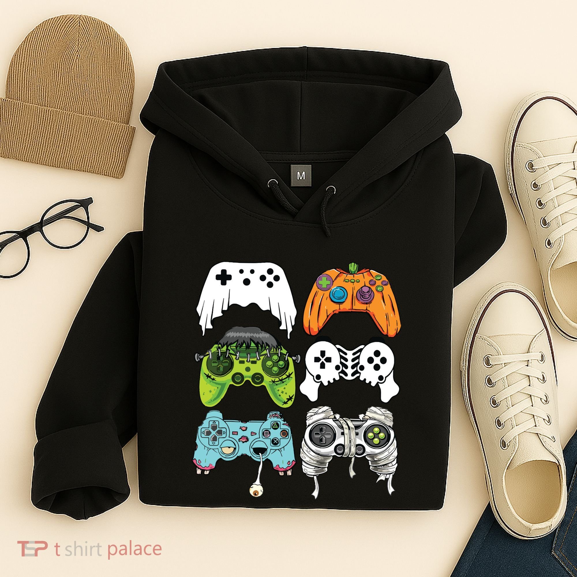 Halloween Skeleton Zombie Gaming Controllers Mummy Game Boy Hoodie