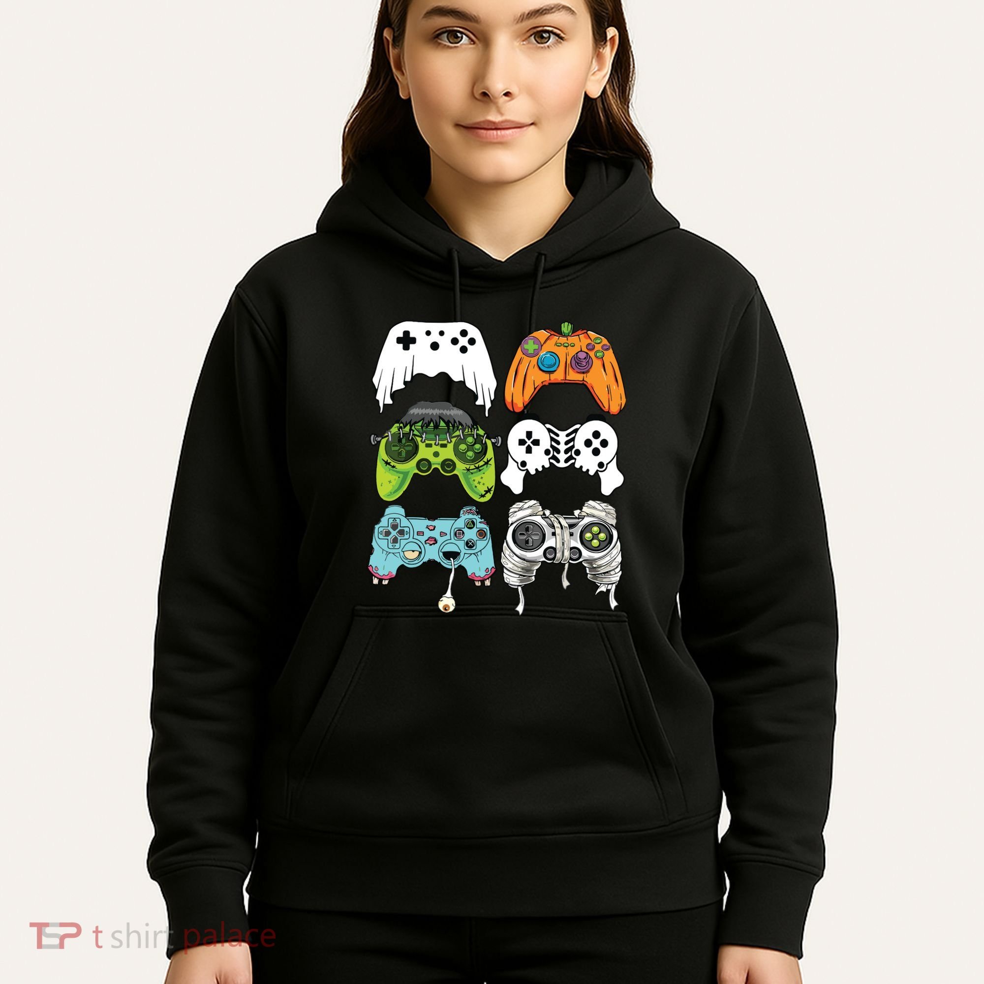 Halloween Skeleton Zombie Gaming Controllers Mummy Game Boy Hoodie