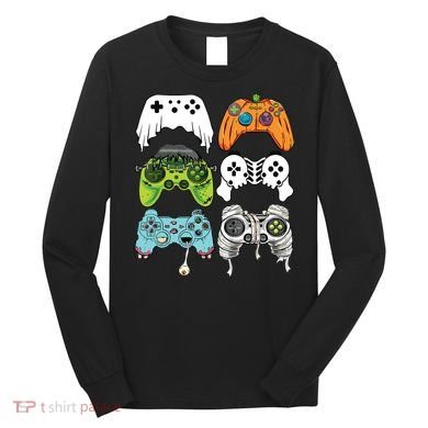 Halloween Skeleton Zombie Gaming Controllers Mummy Game Boy Long Sleeve Shirt