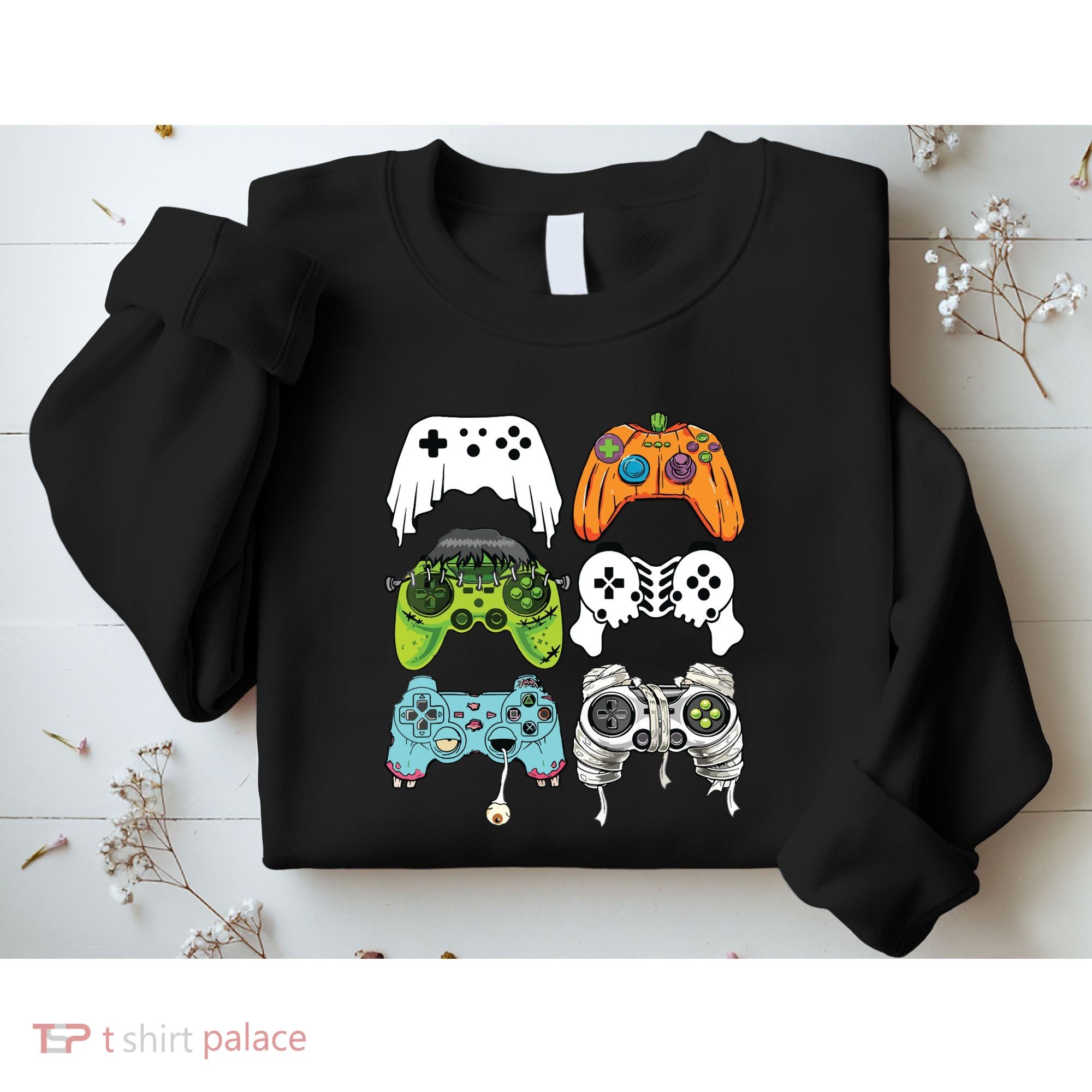 Halloween Skeleton Zombie Gaming Controllers Mummy Game Boy Sweatshirt