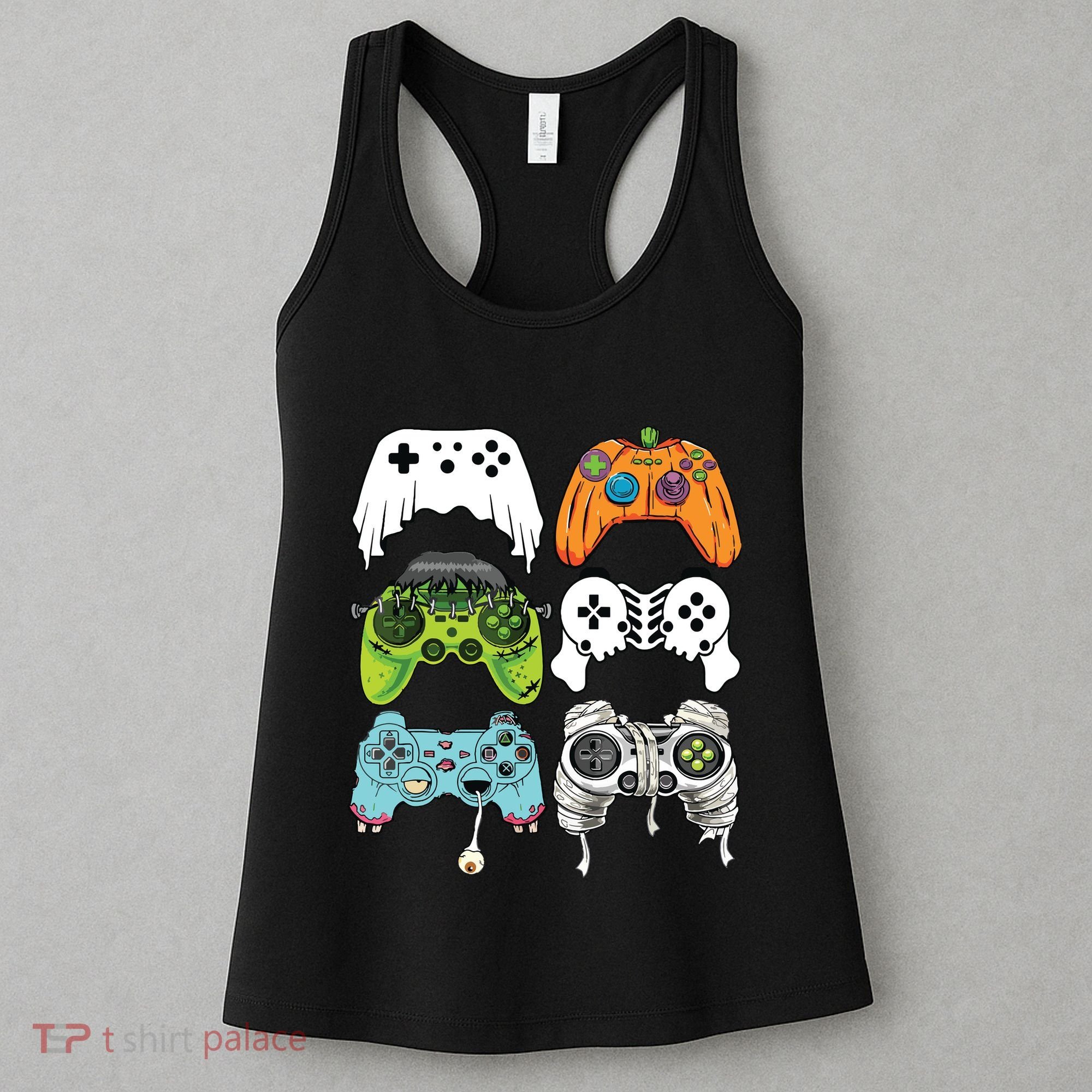 Halloween Skeleton Zombie Gaming Controllers Mummy Game Boy Women's Tank Top