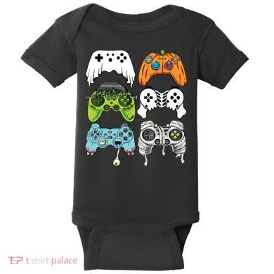 Halloween Skeleton Zombie Gaming Controllers Mummy Game Boy Baby Bodysuit