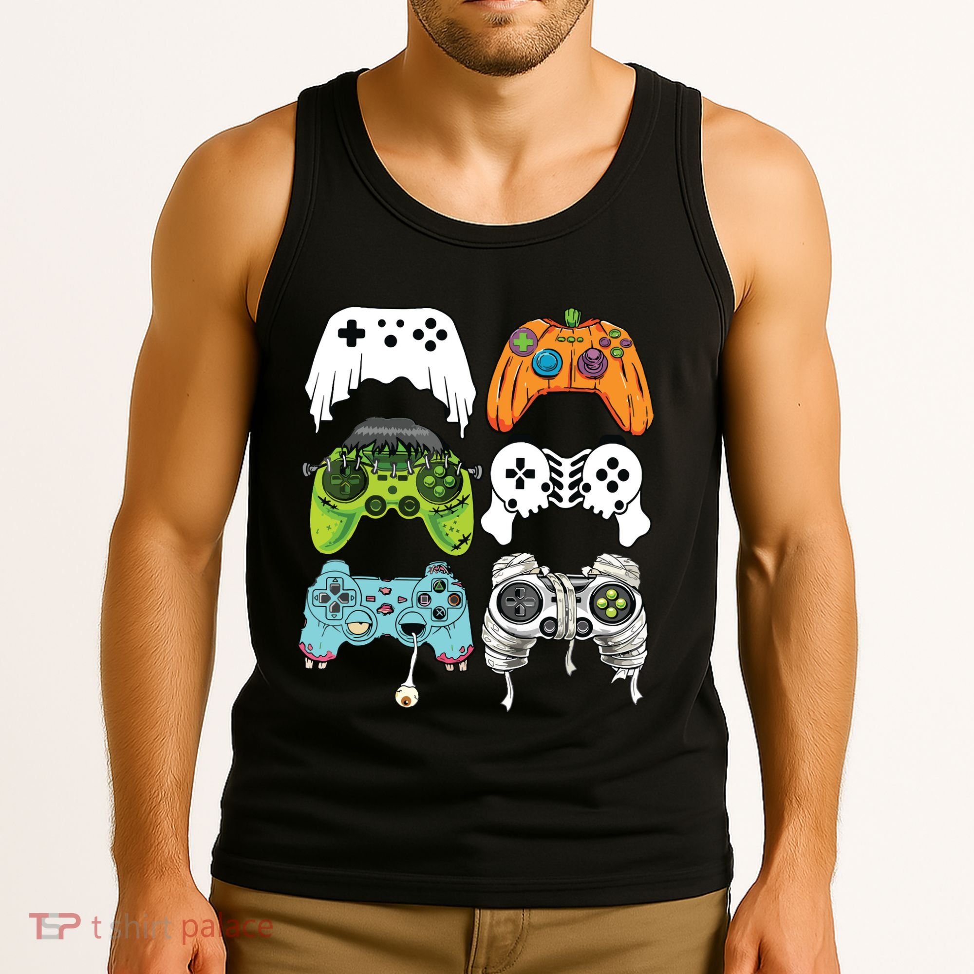 Halloween Skeleton Zombie Gaming Controllers Mummy Game Boy Tank Top