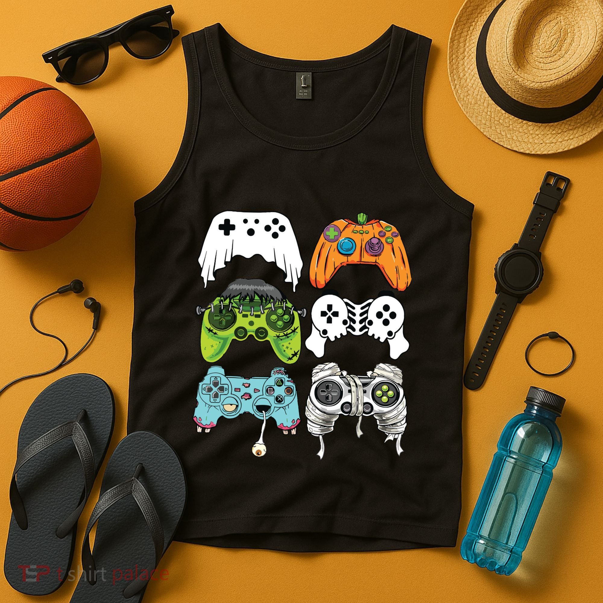 Halloween Skeleton Zombie Gaming Controllers Mummy Game Boy Tank Top
