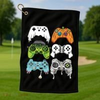 Halloween Skeleton Zombie Gaming Controllers Mummy Game Boy Golf Towel thumb 1
