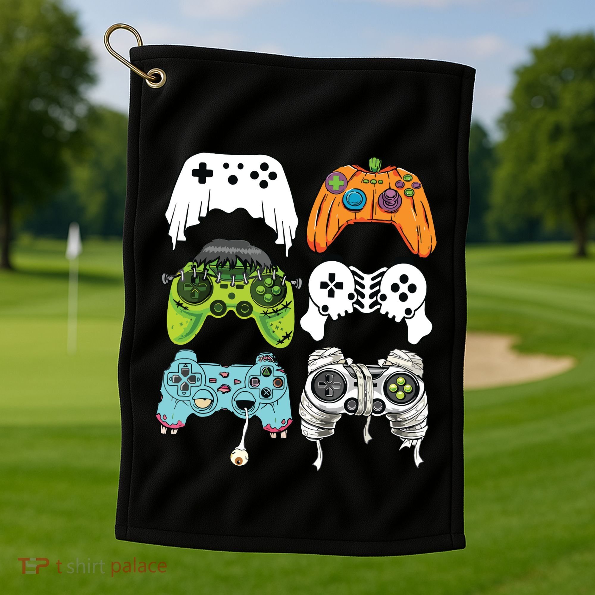 Halloween Skeleton Zombie Gaming Controllers Mummy Game Boy Golf Towel