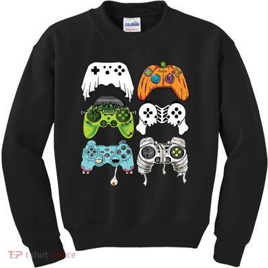 Halloween Skeleton Zombie Gaming Controllers Mummy Game Boy Kids Sweatshirt