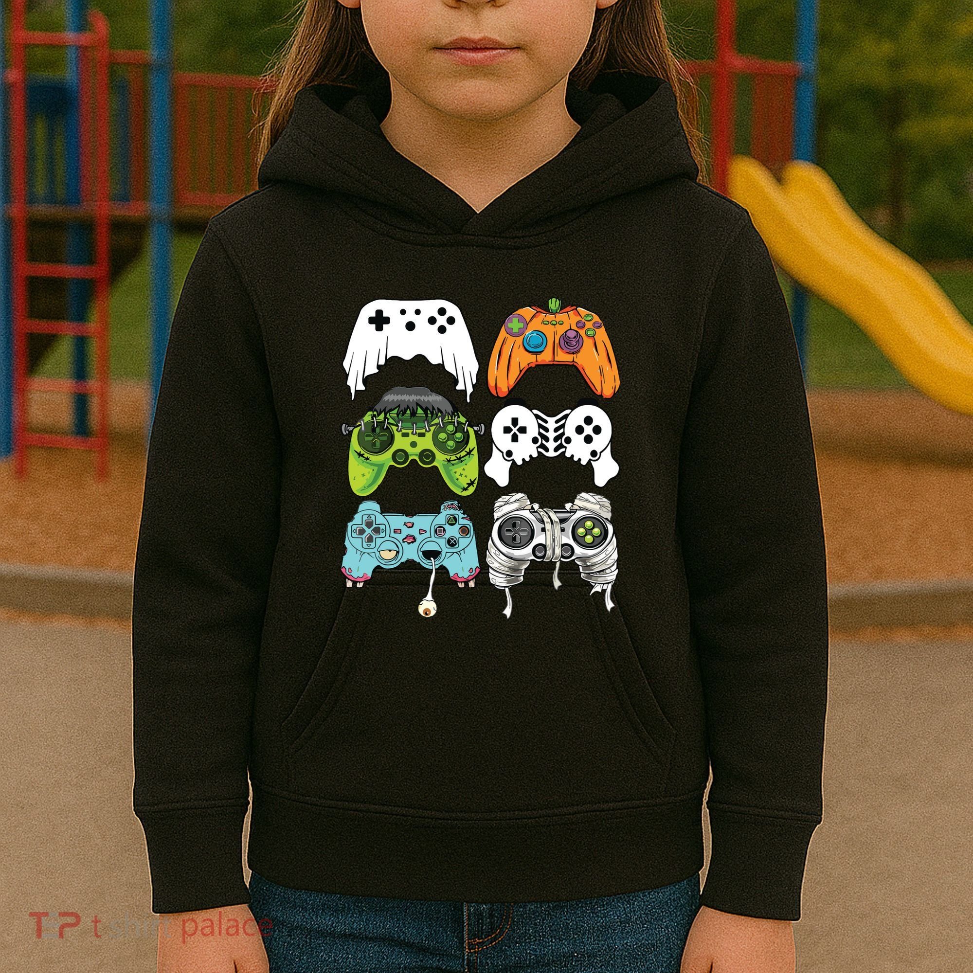 Halloween Skeleton Zombie Gaming Controllers Mummy Game Boy Kids Hoodie