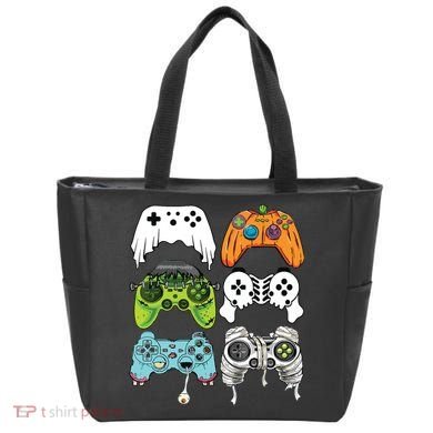 Halloween Skeleton Zombie Gaming Controllers Mummy Game Boy Tote Bag