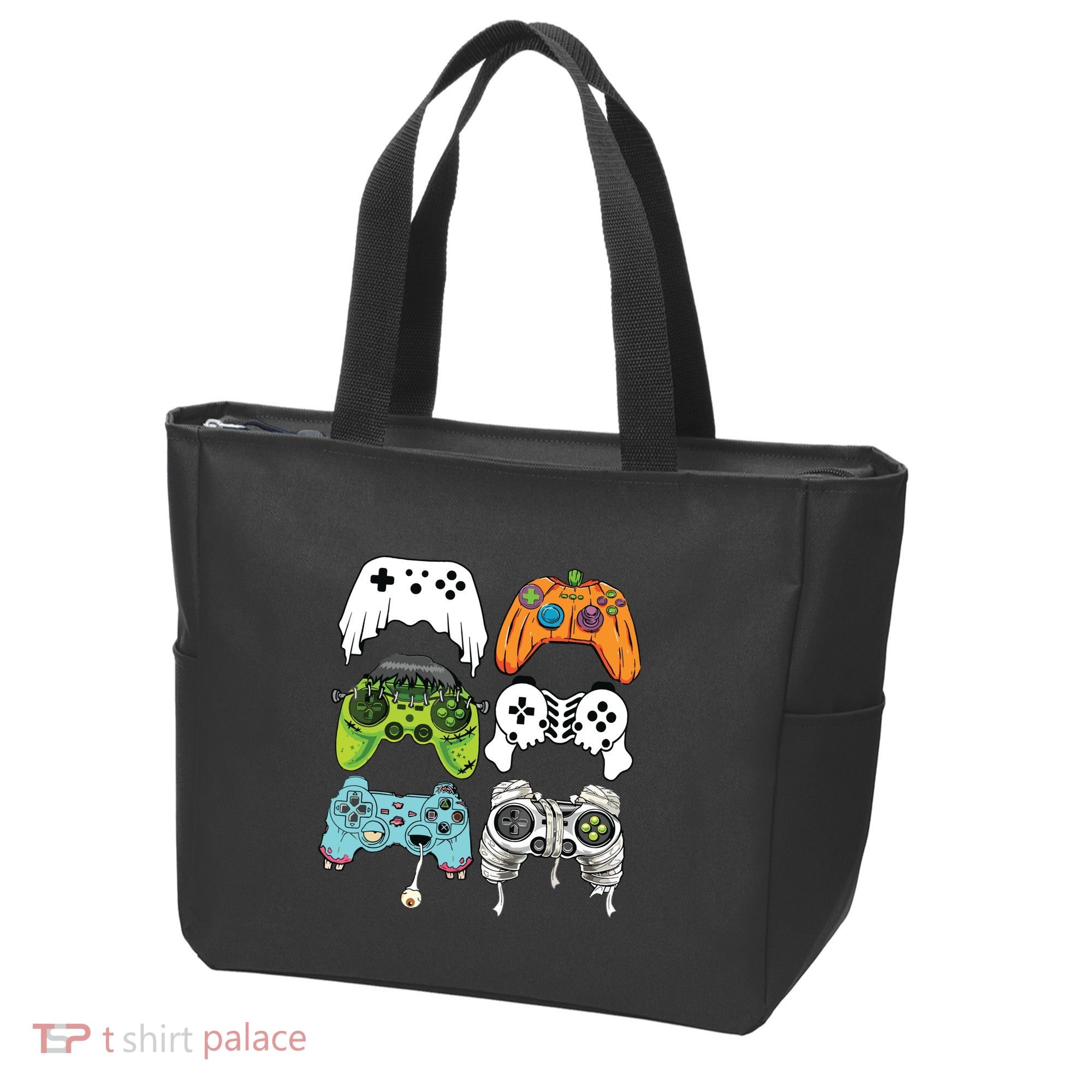 Halloween Skeleton Zombie Gaming Controllers Mummy Game Boy Tote Bag