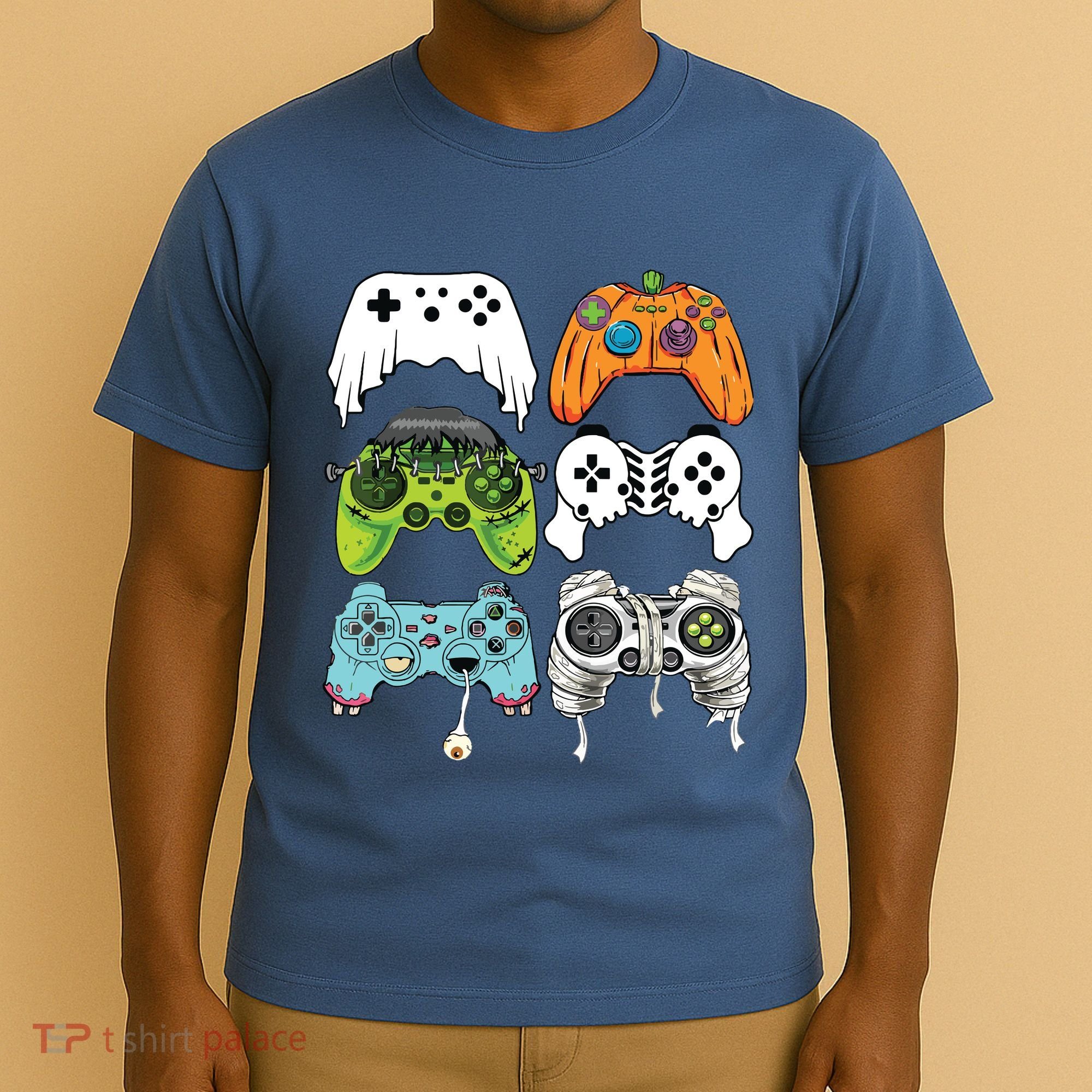 Halloween Skeleton Zombie Gaming Controllers Mummy Game Boy T-Shirt