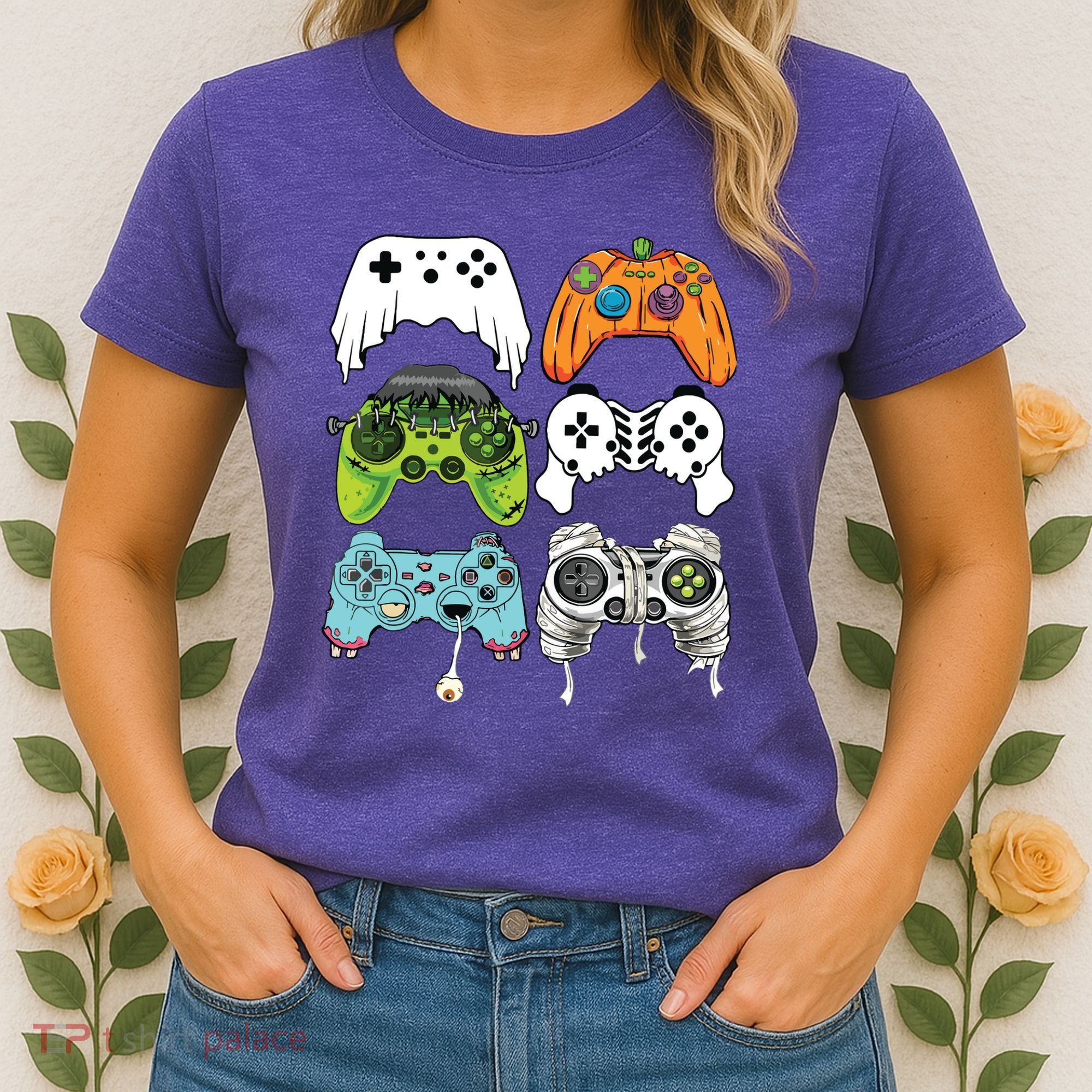 Halloween Skeleton Zombie Gaming Controllers Mummy Game Boy Women's T-Shirt