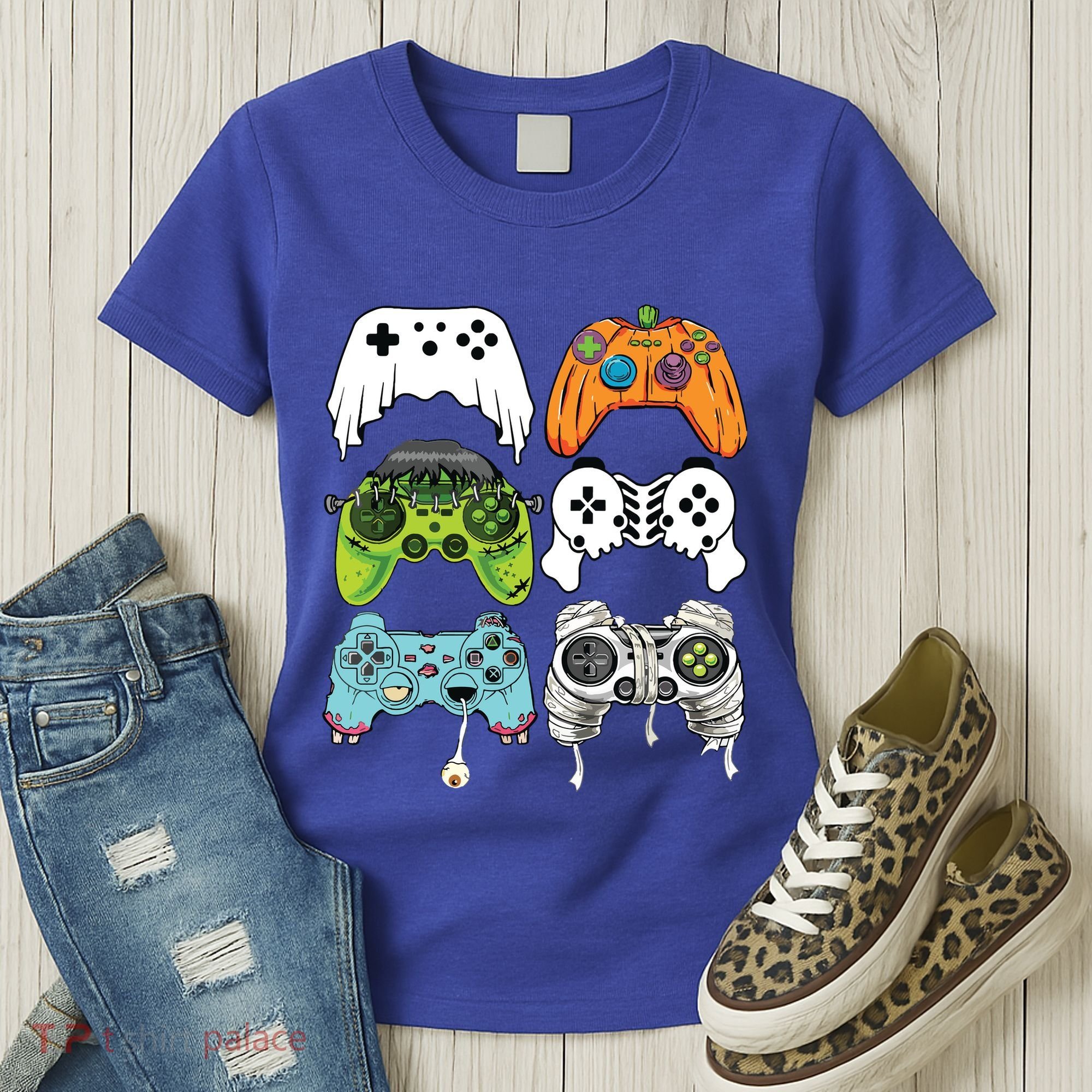 Halloween Skeleton Zombie Gaming Controllers Mummy Game Boy Women's T-Shirt