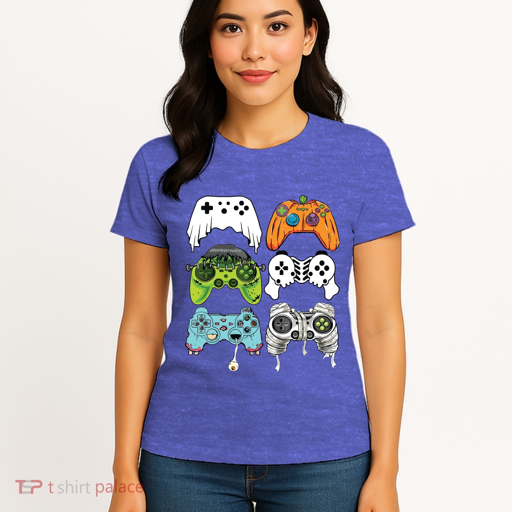 Halloween Skeleton Zombie Gaming Controllers Mummy Game Boy Women's T-Shirt
