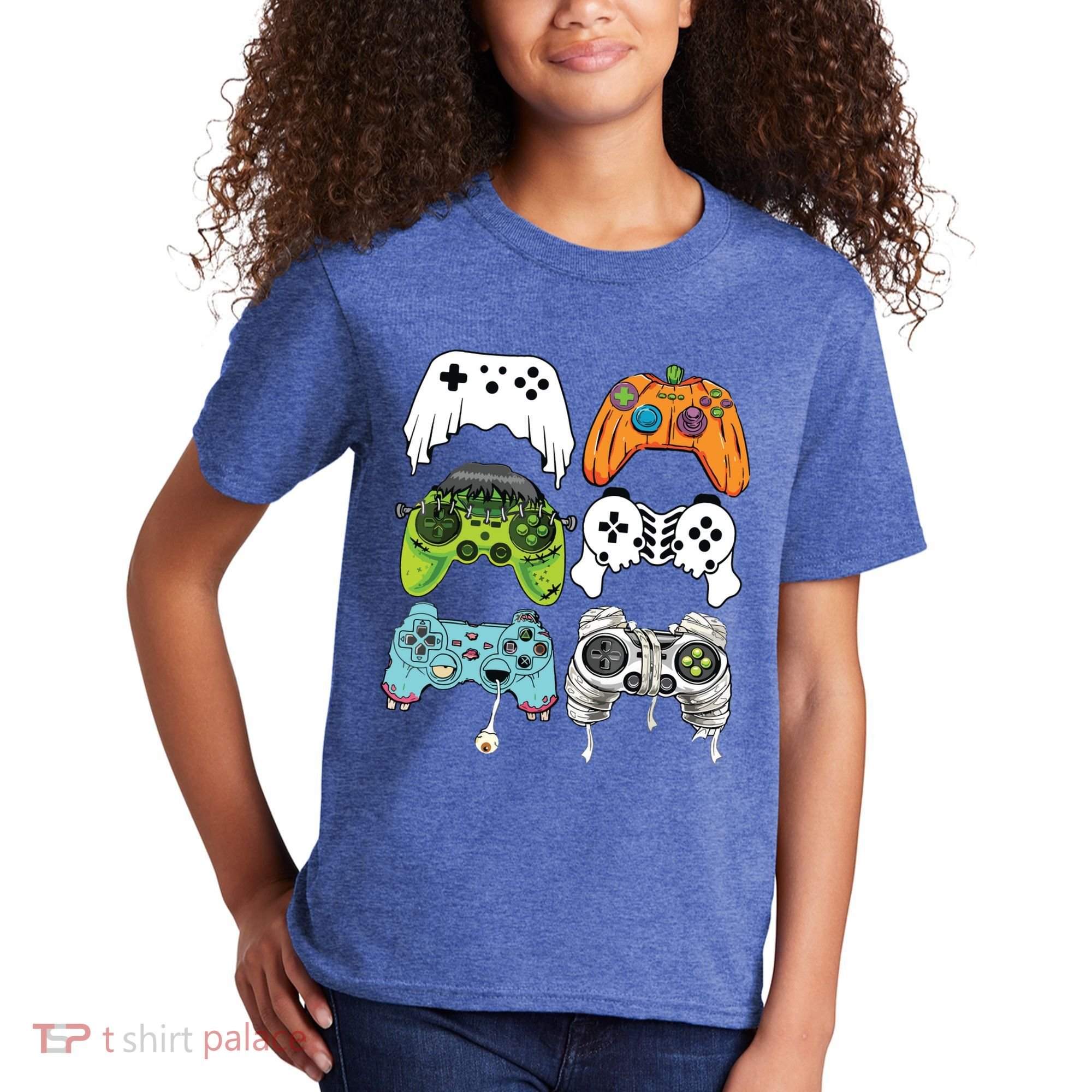Halloween Skeleton Zombie Gaming Controllers Mummy Game Boy Kids T-Shirt