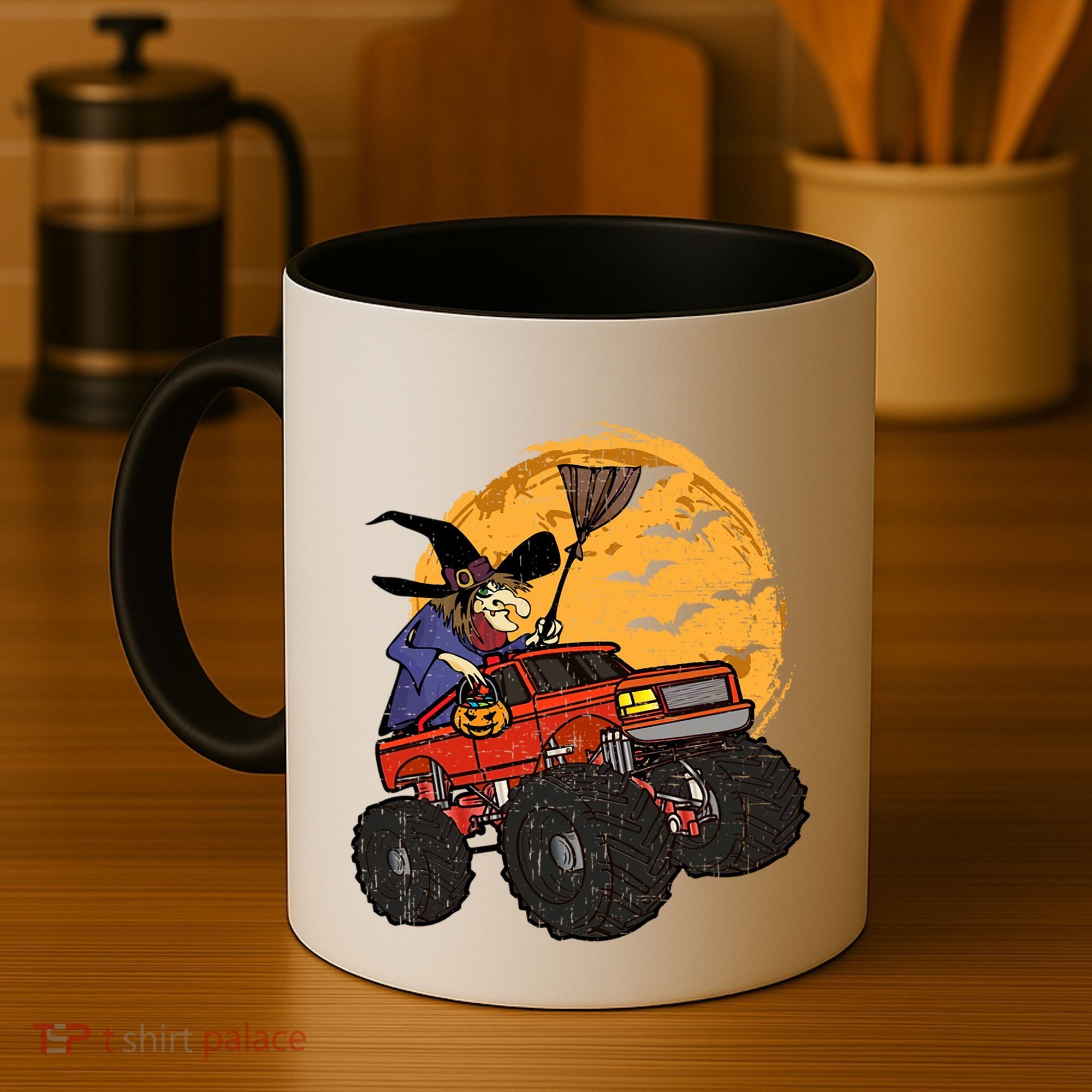 Halloween Skeleton Zombie Riding Monster Truck Vampire Cool Gift Coffee Mug