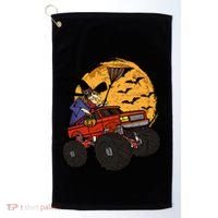 Halloween Skeleton Zombie Riding Monster Truck Vampire Cool Gift Golf Towel thumb 0