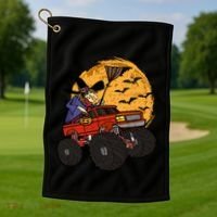 Halloween Skeleton Zombie Riding Monster Truck Vampire Cool Gift Golf Towel thumb 1