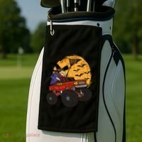 Halloween Skeleton Zombie Riding Monster Truck Vampire Cool Gift Golf Towel thumb 2