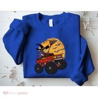 Halloween Skeleton Zombie Riding Monster Truck Vampire Cool Gift Sweatshirt thumb 2