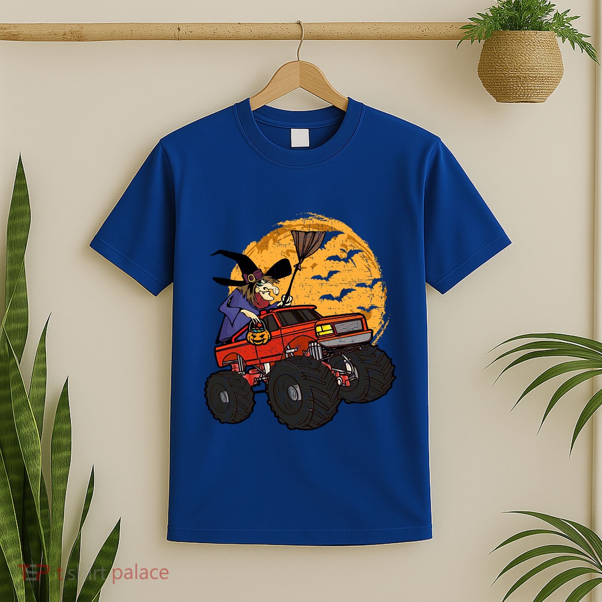 Halloween Skeleton Zombie Riding Monster Truck Vampire Cool Gift T-Shirt
