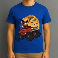 Halloween Skeleton Zombie Riding Monster Truck Vampire Cool Gift T-Shirt thumb 3