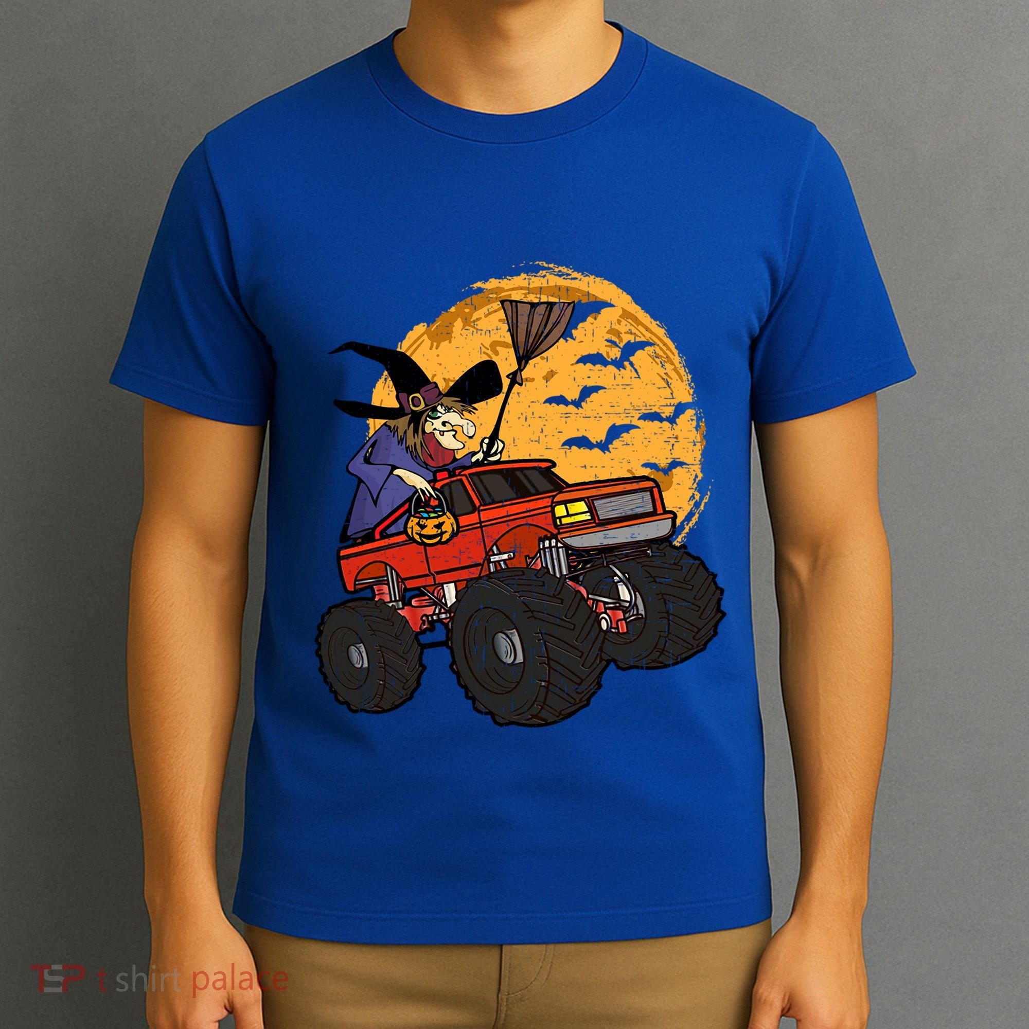 Halloween Skeleton Zombie Riding Monster Truck Vampire Cool Gift T-Shirt