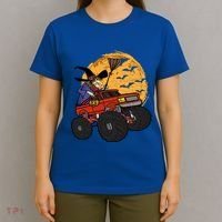 Halloween Skeleton Zombie Riding Monster Truck Vampire Cool Gift T-Shirt thumb 4
