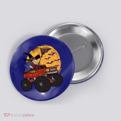 Halloween Skeleton Zombie Riding Monster Truck Vampire Cool Gift Button