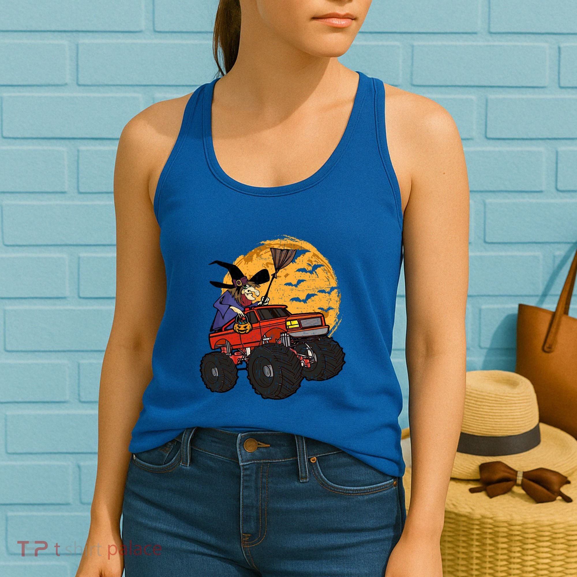 Halloween Skeleton Zombie Riding Monster Truck Vampire Cool Gift Women's Tank Top