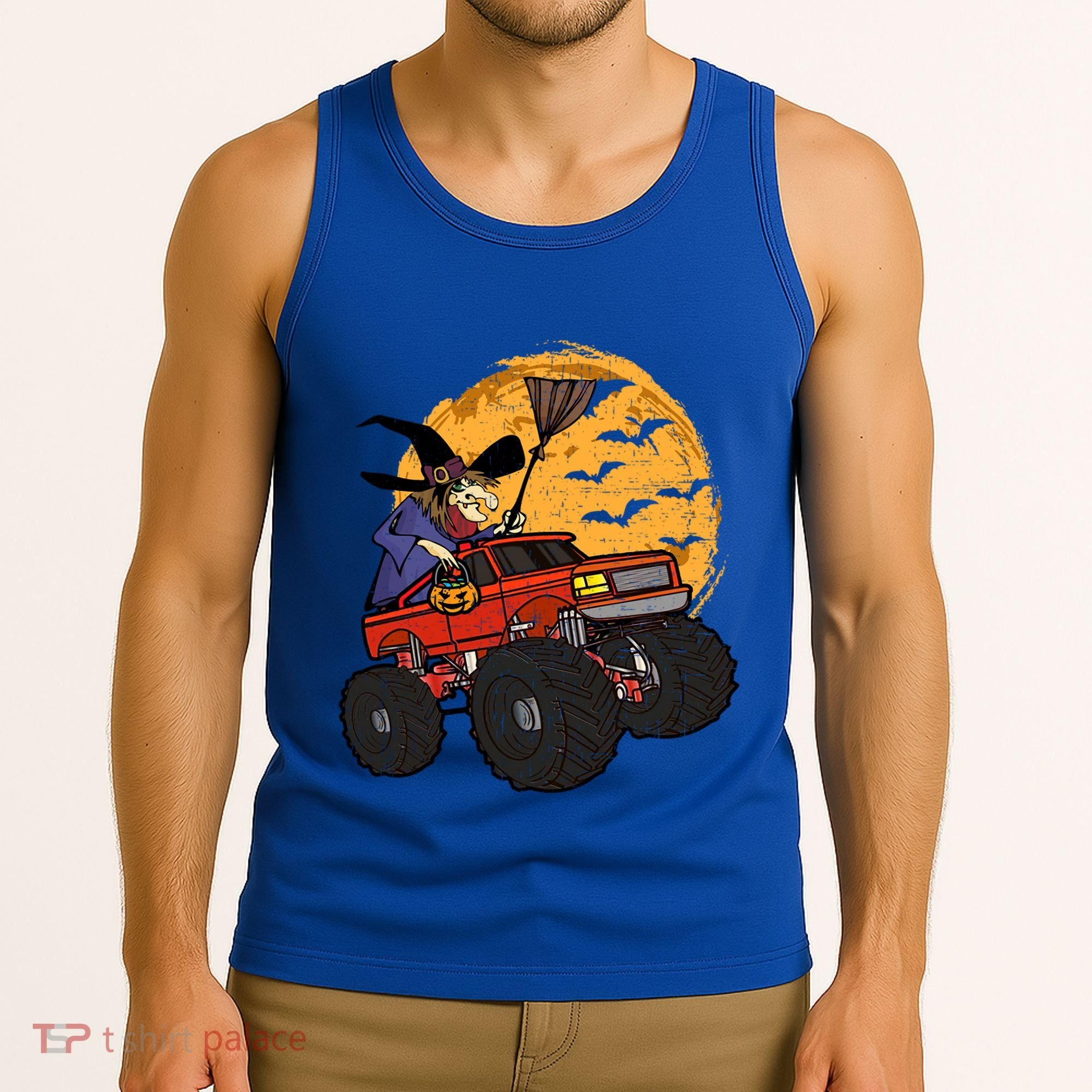 Halloween Skeleton Zombie Riding Monster Truck Vampire Cool Gift Tank Top