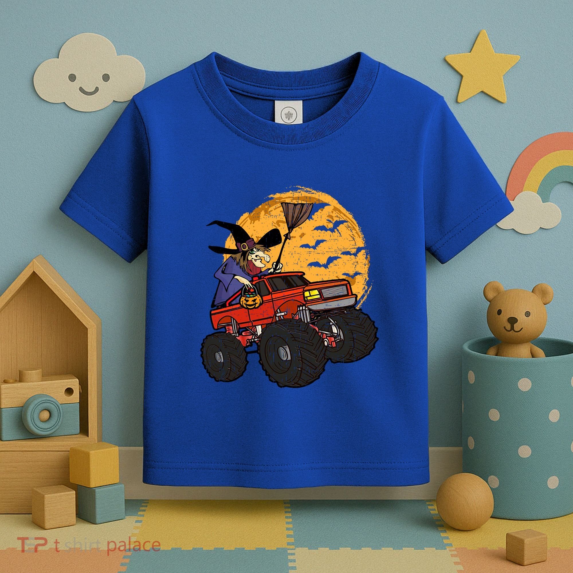 Halloween Skeleton Zombie Riding Monster Truck Vampire Cool Gift Toddler T-Shirt