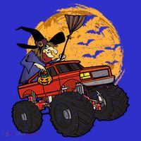 Halloween Skeleton Zombie Riding Monster Truck Vampire Cool Gift Women's Long Sleeve Shirt thumb 2