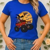 Halloween Skeleton Zombie Riding Monster Truck Vampire Cool Gift Women's T-Shirt thumb 2