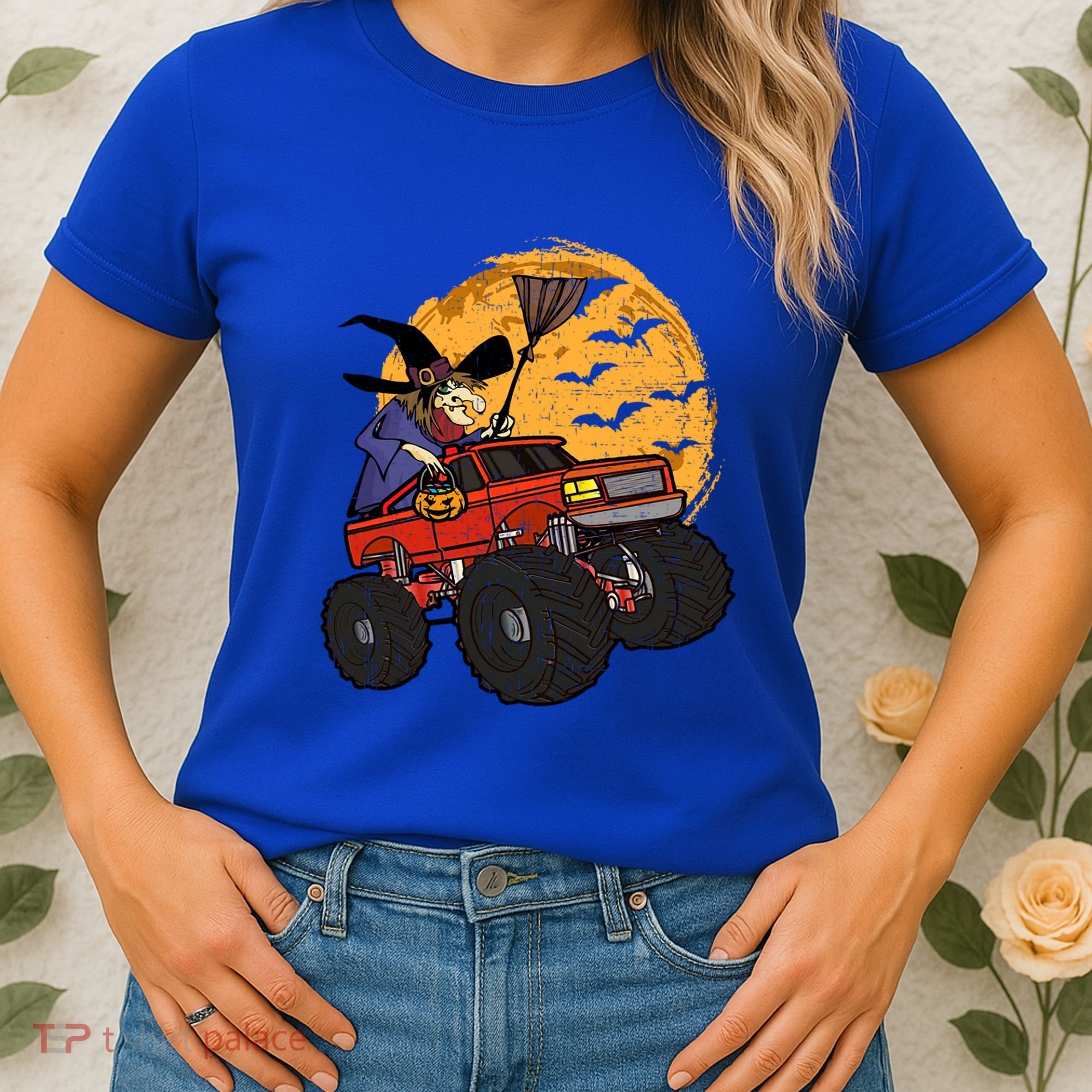 Halloween Skeleton Zombie Riding Monster Truck Vampire Cool Gift Women's T-Shirt