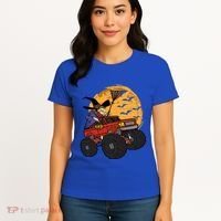 Halloween Skeleton Zombie Riding Monster Truck Vampire Cool Gift Women's T-Shirt thumb 4