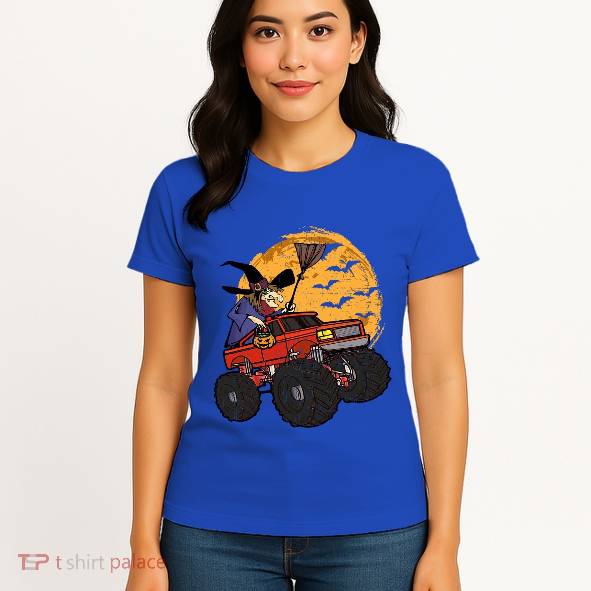 Halloween Skeleton Zombie Riding Monster Truck Vampire Cool Gift Women's T-Shirt