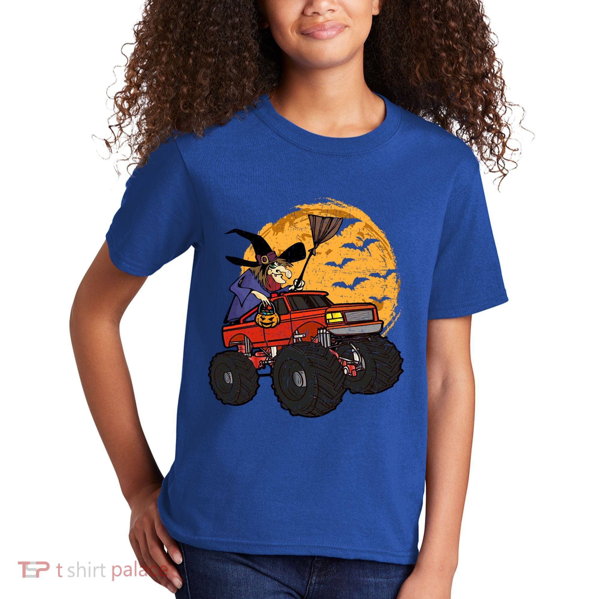 Halloween Skeleton Zombie Riding Monster Truck Vampire Cool Gift Kids T-Shirt