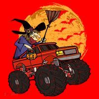 Halloween Skeleton Zombie Riding Monster Truck Vampire Cool Gift Santa Hat thumb 1