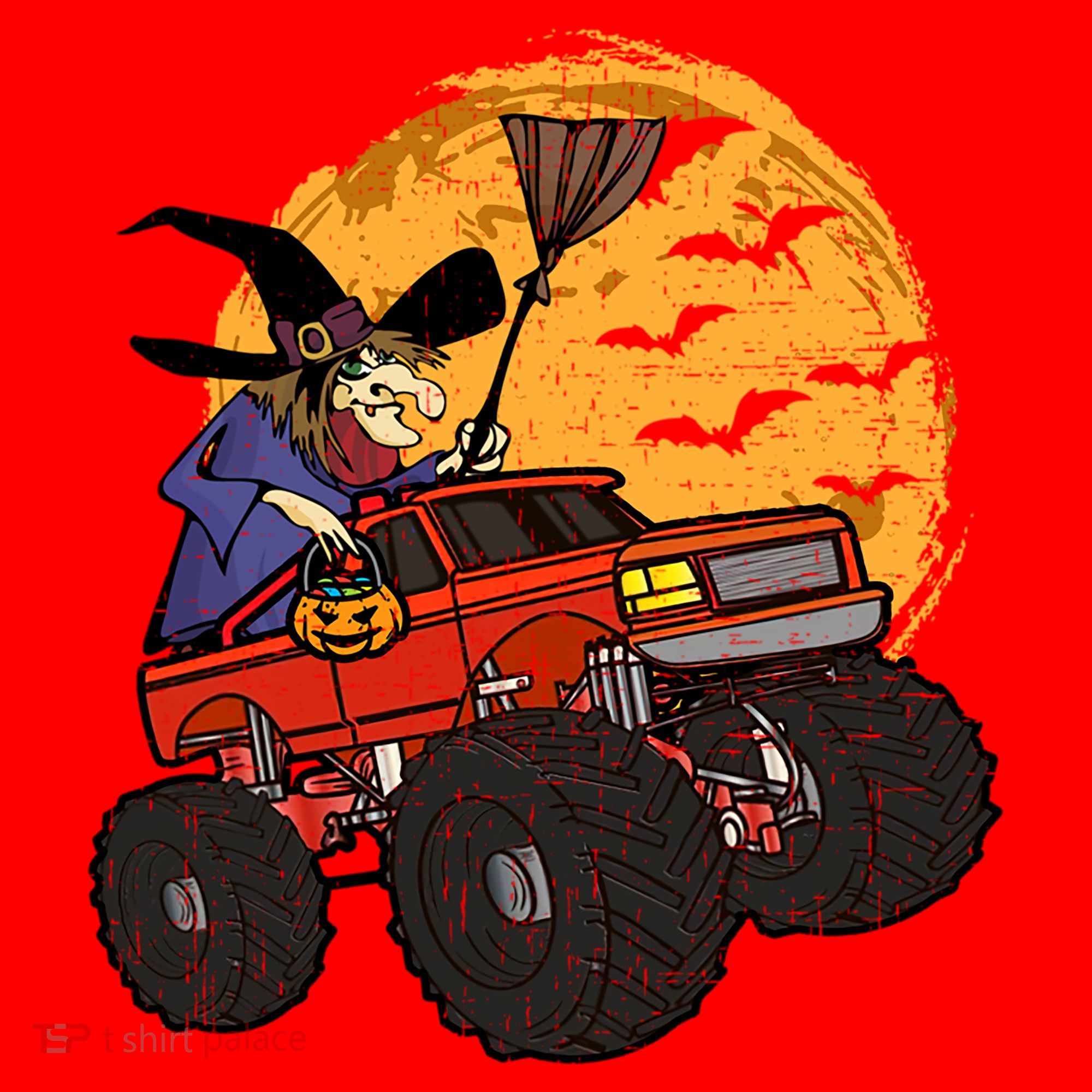 Halloween Skeleton Zombie Riding Monster Truck Vampire Cool Gift Santa Hat