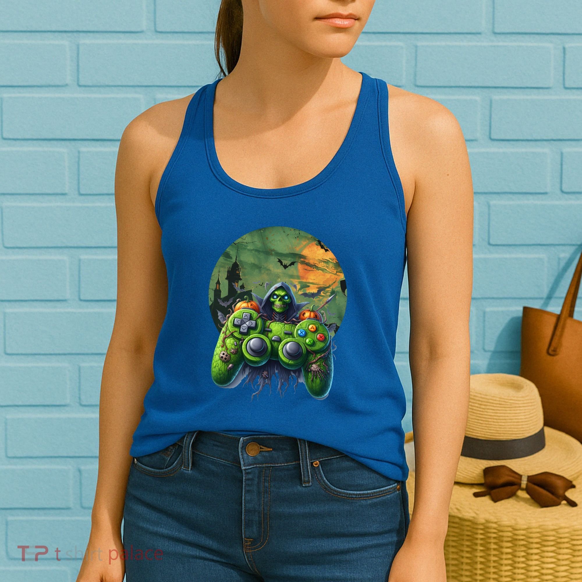 Halloween Skeleton Zombie Gaming Controller Mummy Gift Women's Tank Top