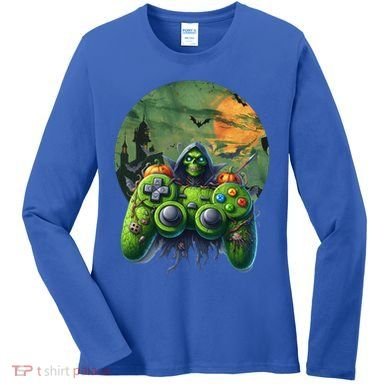 Halloween Skeleton Zombie Gaming Controller Mummy Gift Women's Long Sleeve Shirt