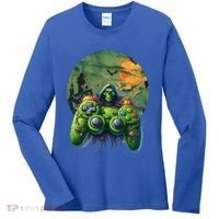 Halloween Skeleton Zombie Gaming Controller Mummy Gift Women's Long Sleeve Shirt thumb 0