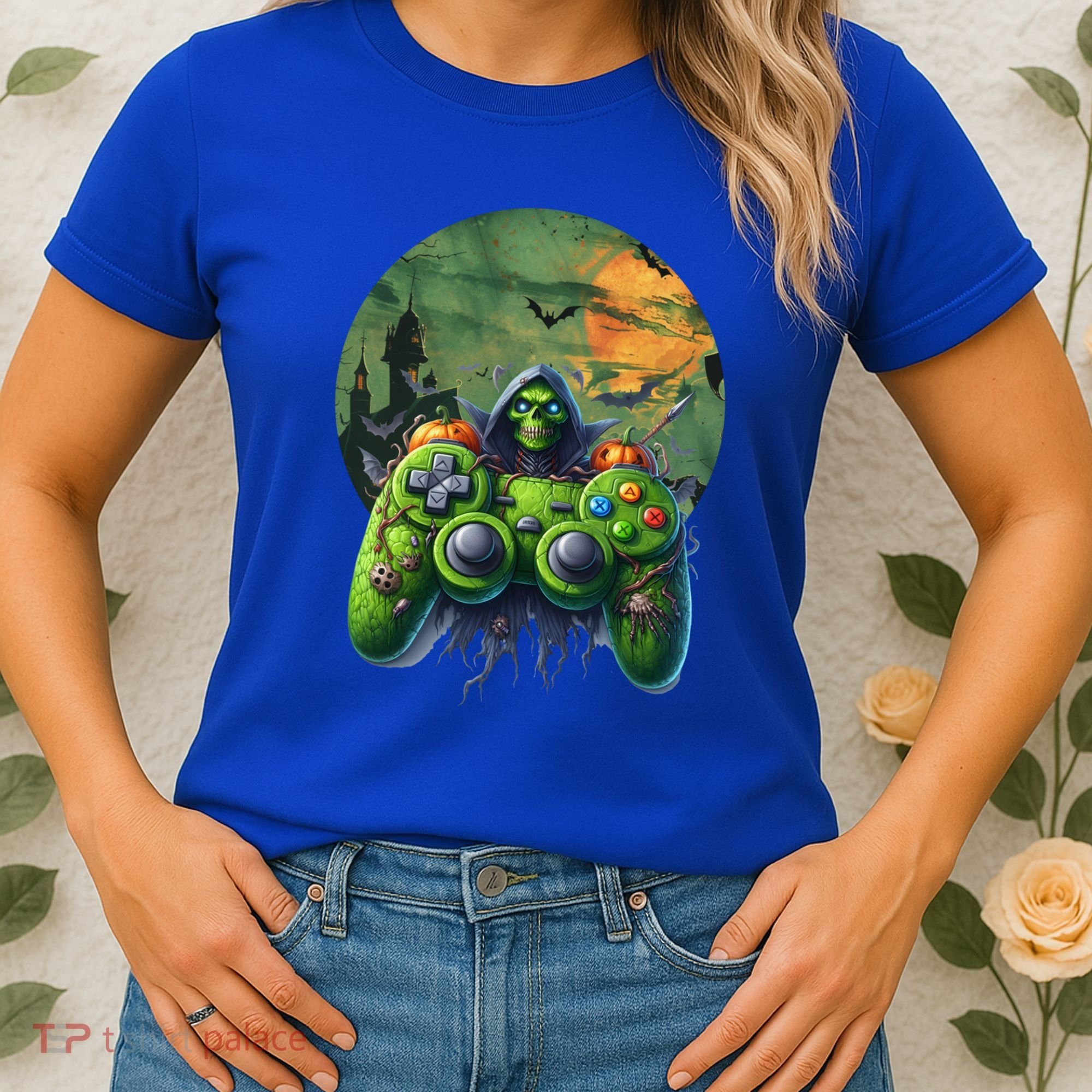 Halloween Skeleton Zombie Gaming Controller Mummy Gift Women's T-Shirt