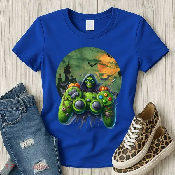 Halloween Skeleton Zombie Gaming Controller Mummy Gift Women's T-Shirt